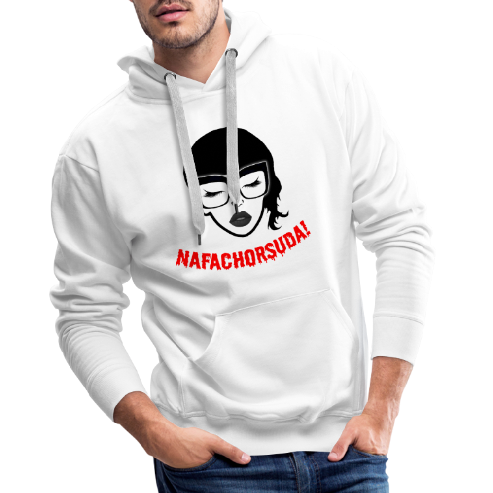 Nafachorsuda! Rote Schrift "Männer" Hoodie - Weiß