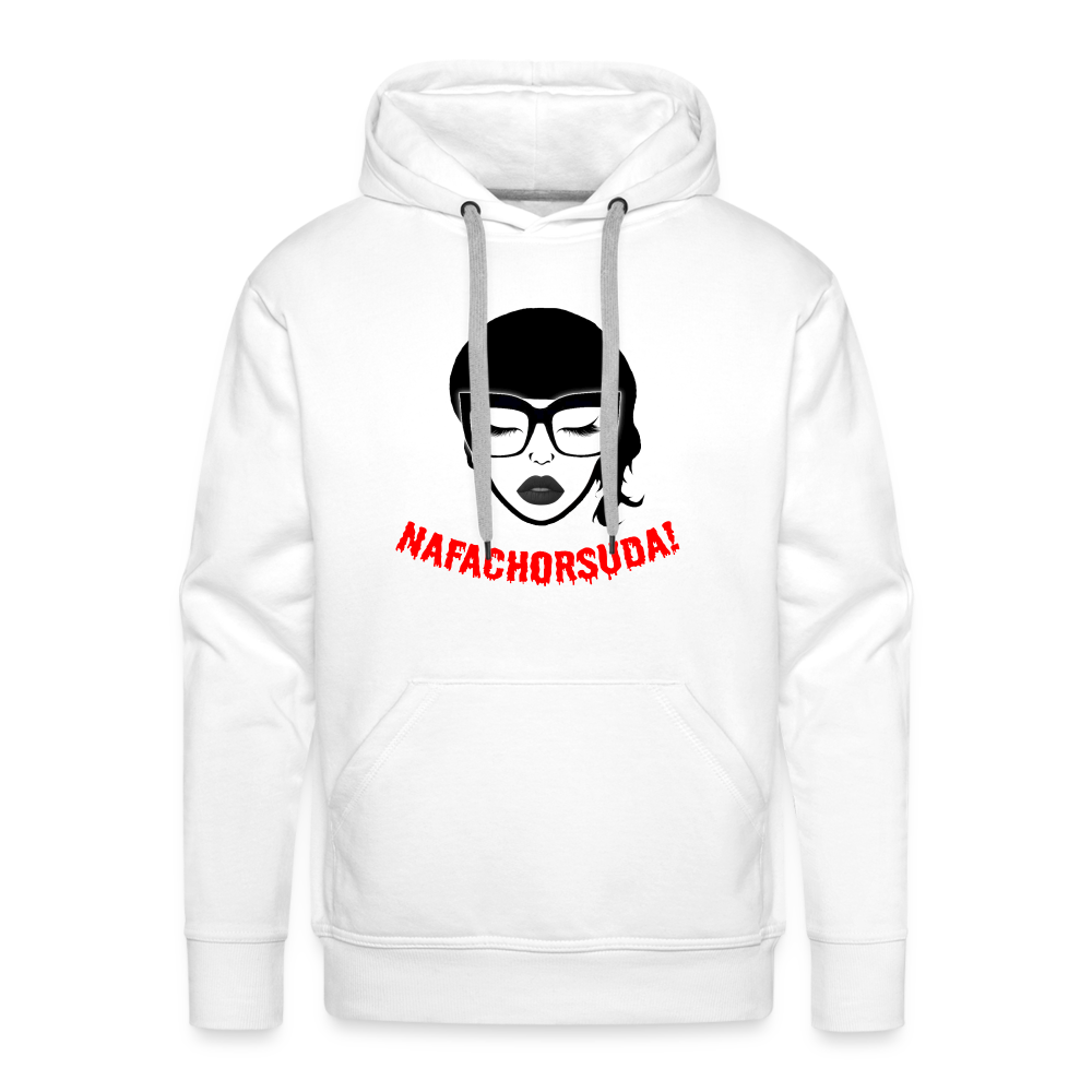 Nafachorsuda! Rote Schrift "Männer" Hoodie - Weiß