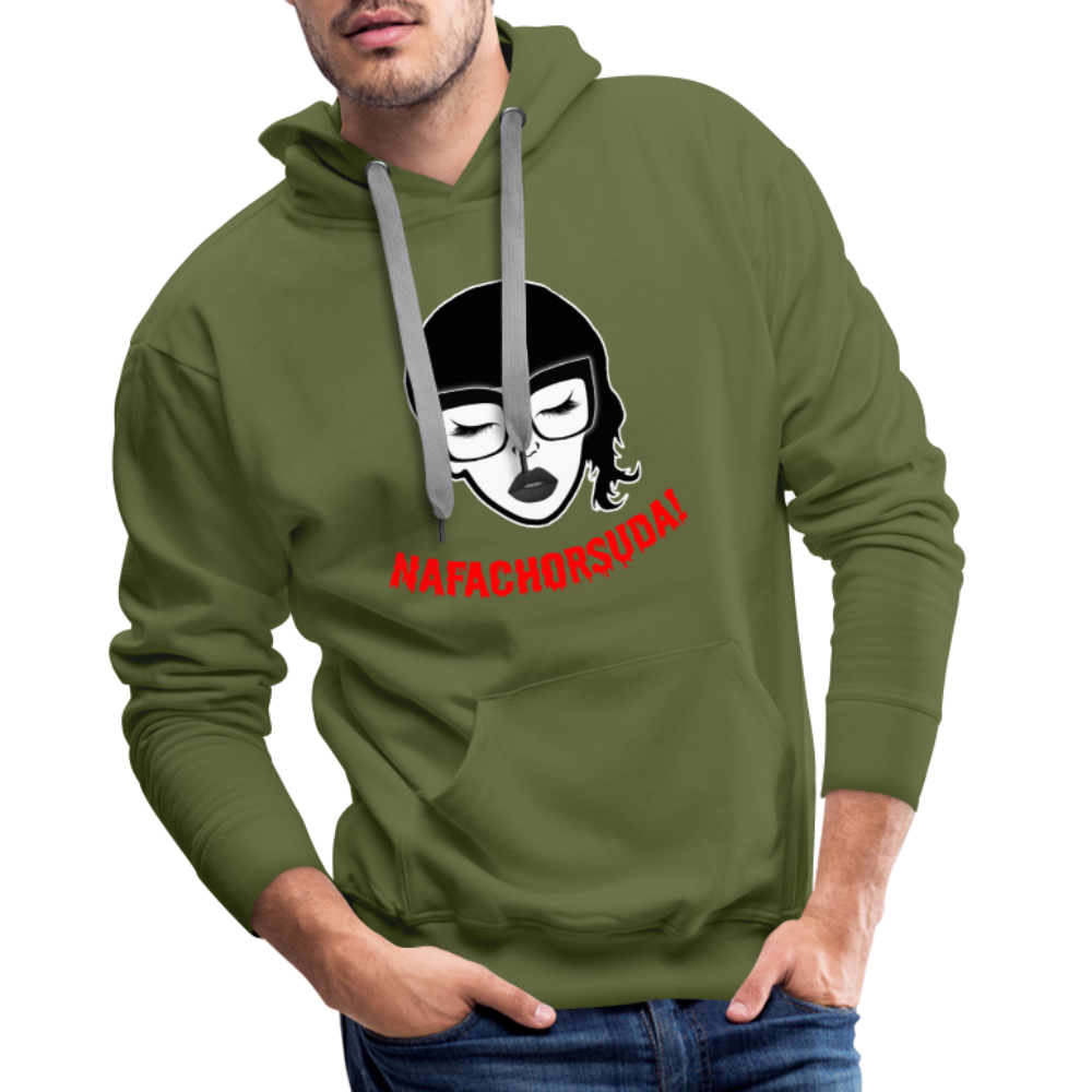 Nafachorsuda! Rote Schrift "Männer" Hoodie - Olivgrün