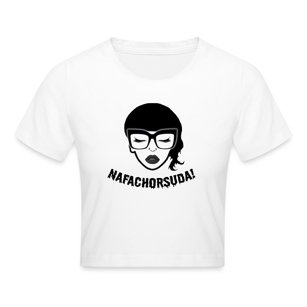 Nafachorsuda! Schwarze Schrift Cropped T-Shirt - Weiß