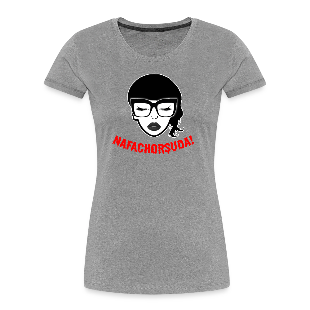 Nafachorsuda! Rote Schrift "Frauen" T-Shirt - Grau meliert