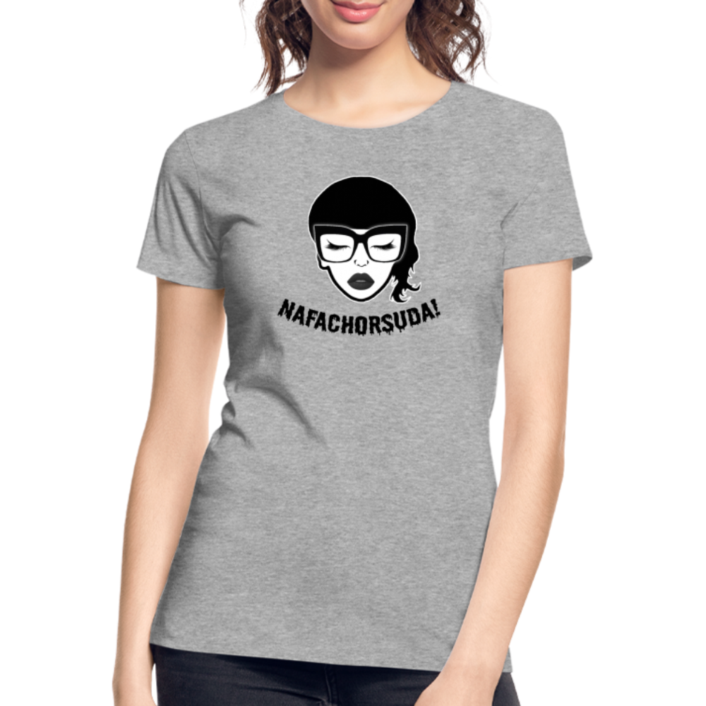 Nafachorsuda! Schwarze Schrift "Frauen" T-Shirt - Grau meliert