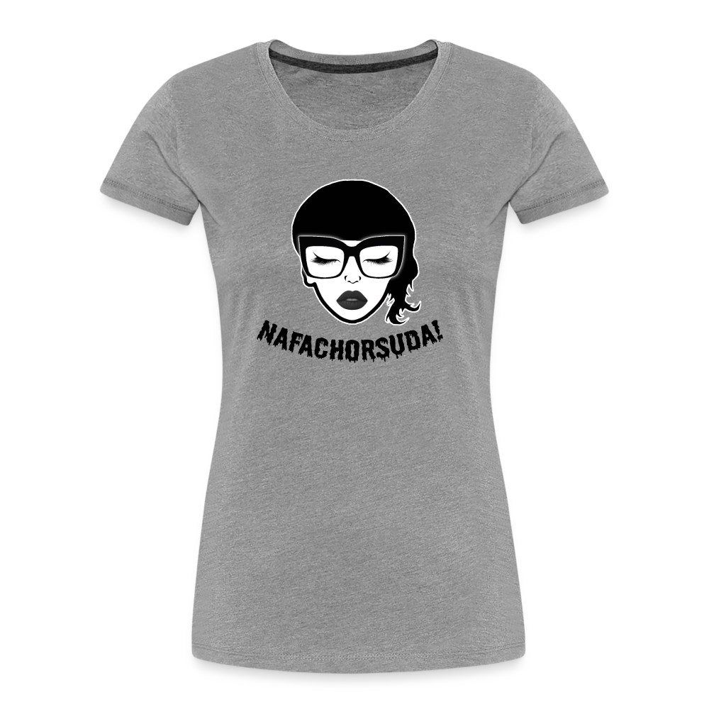 Nafachorsuda! Schwarze Schrift "Frauen" T-Shirt - Grau meliert