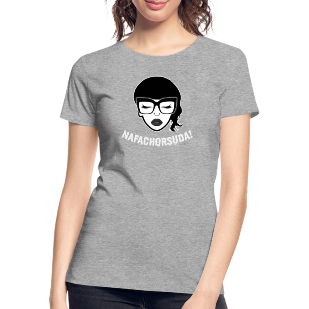 Nafachorsuda! Weiße Schrift "Frauen" T-Shirt - Grau meliert