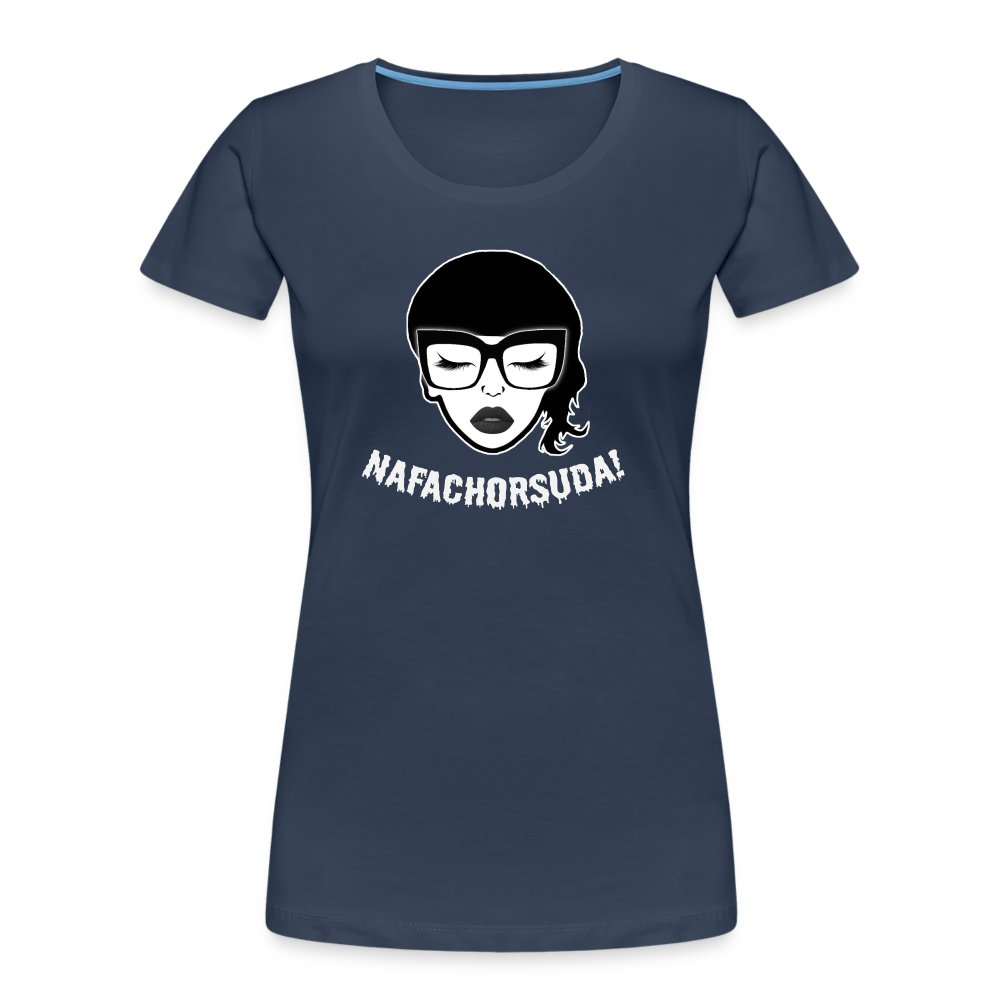 Nafachorsuda! Weiße Schrift "Frauen" T-Shirt - Navy