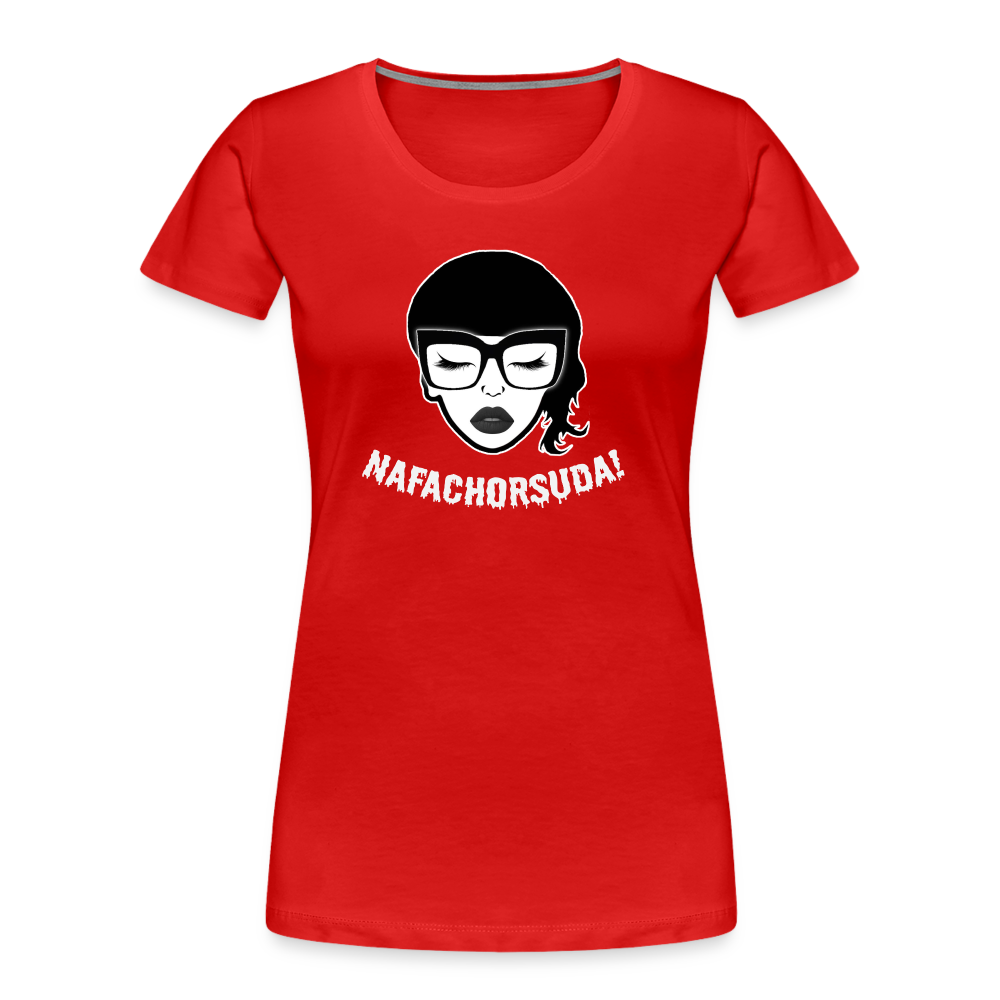 Nafachorsuda! Weiße Schrift "Frauen" T-Shirt - Rot