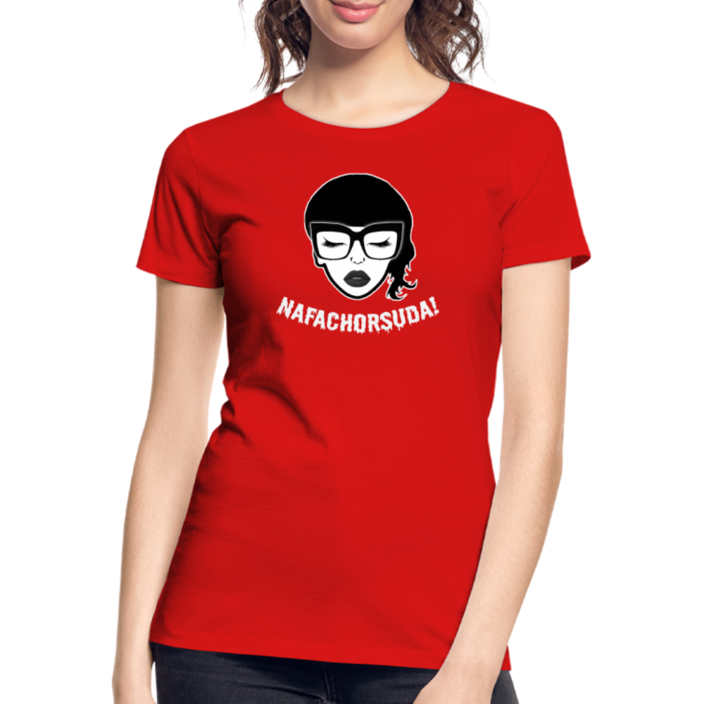 Nafachorsuda! Weiße Schrift "Frauen" T-Shirt - Rot