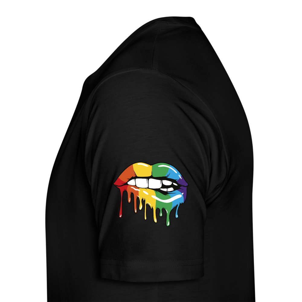 Regenbogen Lippen Linker Oberarm "Männer" T-Shirt - Schwarz