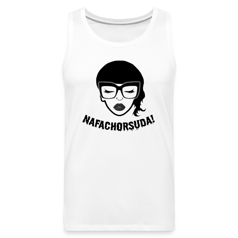 Nafachorsuda! Schwarze Schrift "Männer" Tank Top - Weiß