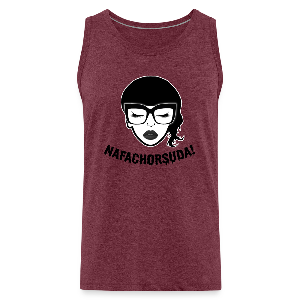 Nafachorsuda! Schwarze Schrift "Männer" Tank Top - Bordeauxrot meliert