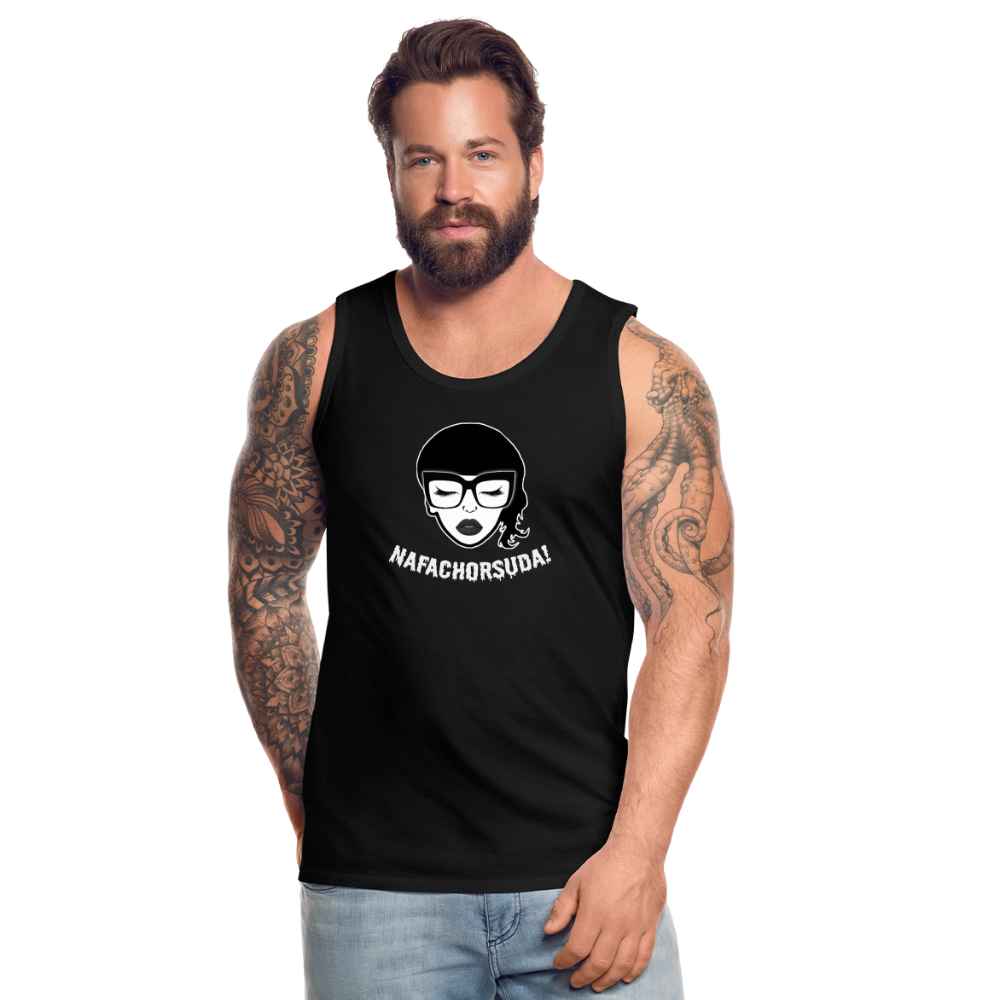 Nafachorsuda! Weiße Schrift "Männer" Tank Top - Schwarz