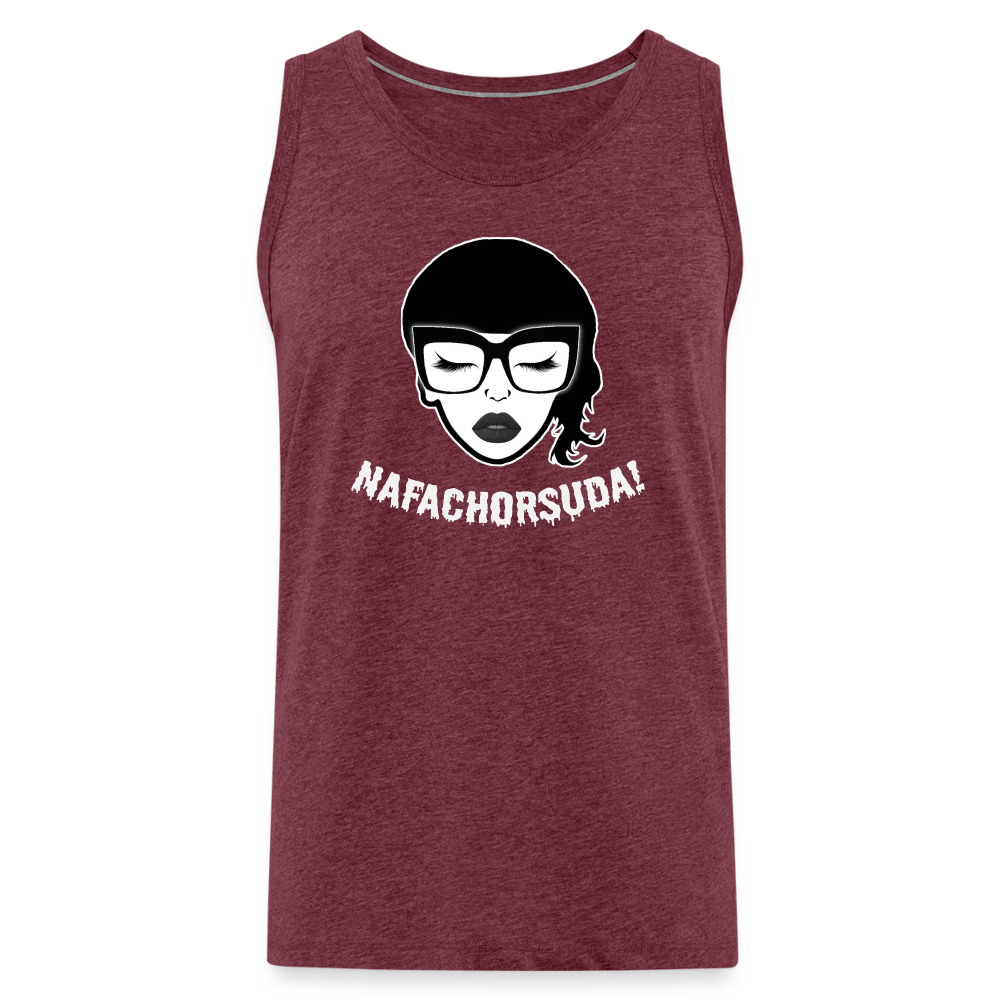 Nafachorsuda! Weiße Schrift "Männer" Tank Top - Bordeauxrot meliert