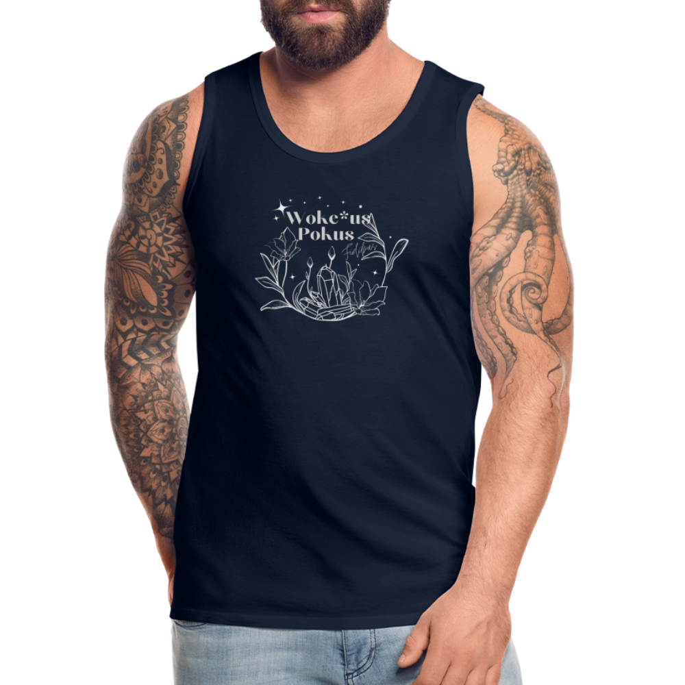 Woke*us Pokus (weiße Schrift) "Männer" Tank Top - Navy